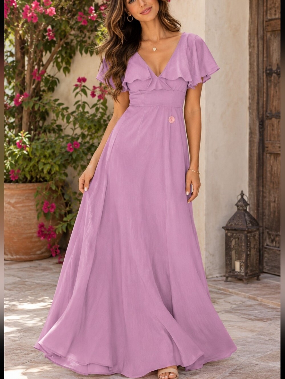 Nwt CHI CHI LONDON BRIDAL BRIDESMAID PROM Elegant Mauve Maxi Dress CHIFFON CAPE